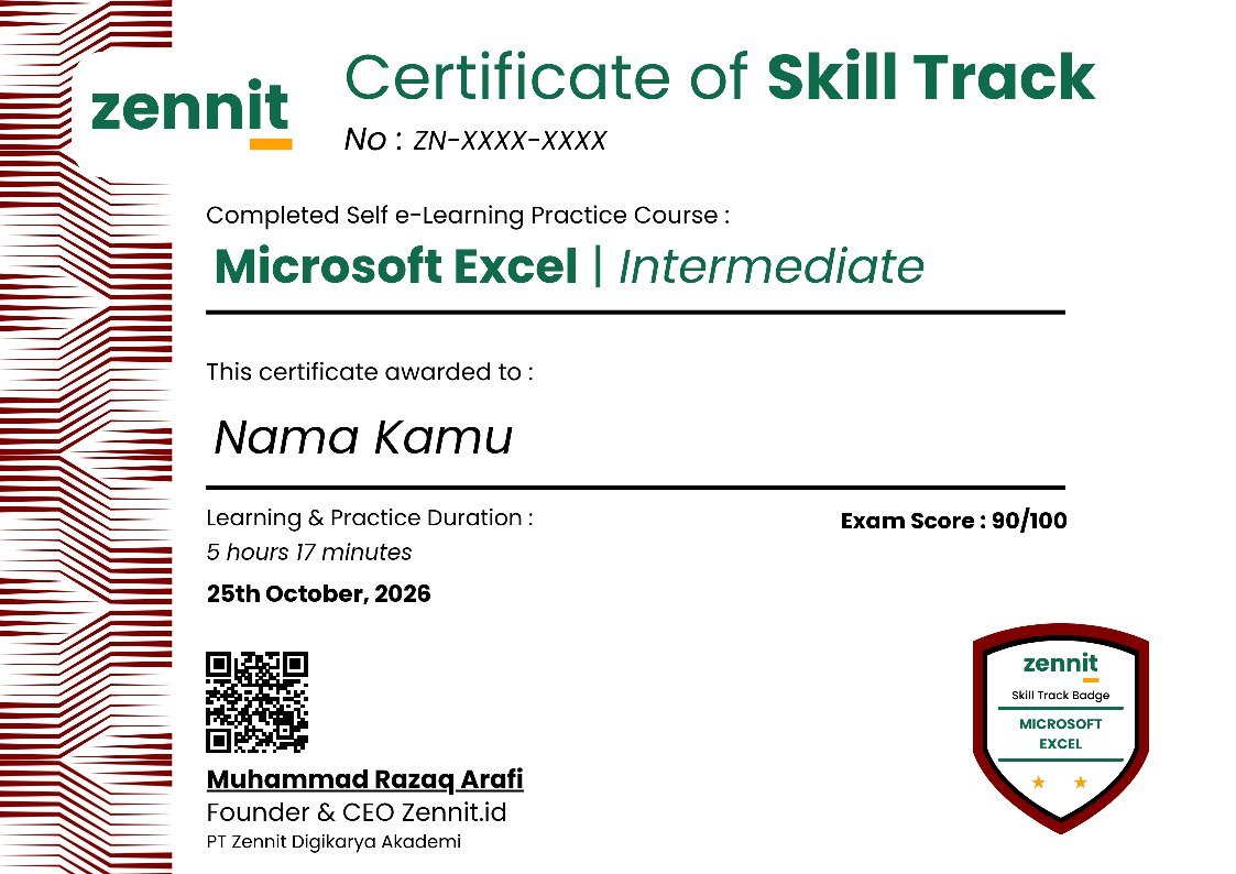 Contoh Sertifikat Skill Zennit